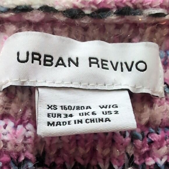 Tweed Pink and Purple Oversized V Neck Knit Cardigan Size Xs - Picture 3 of 12